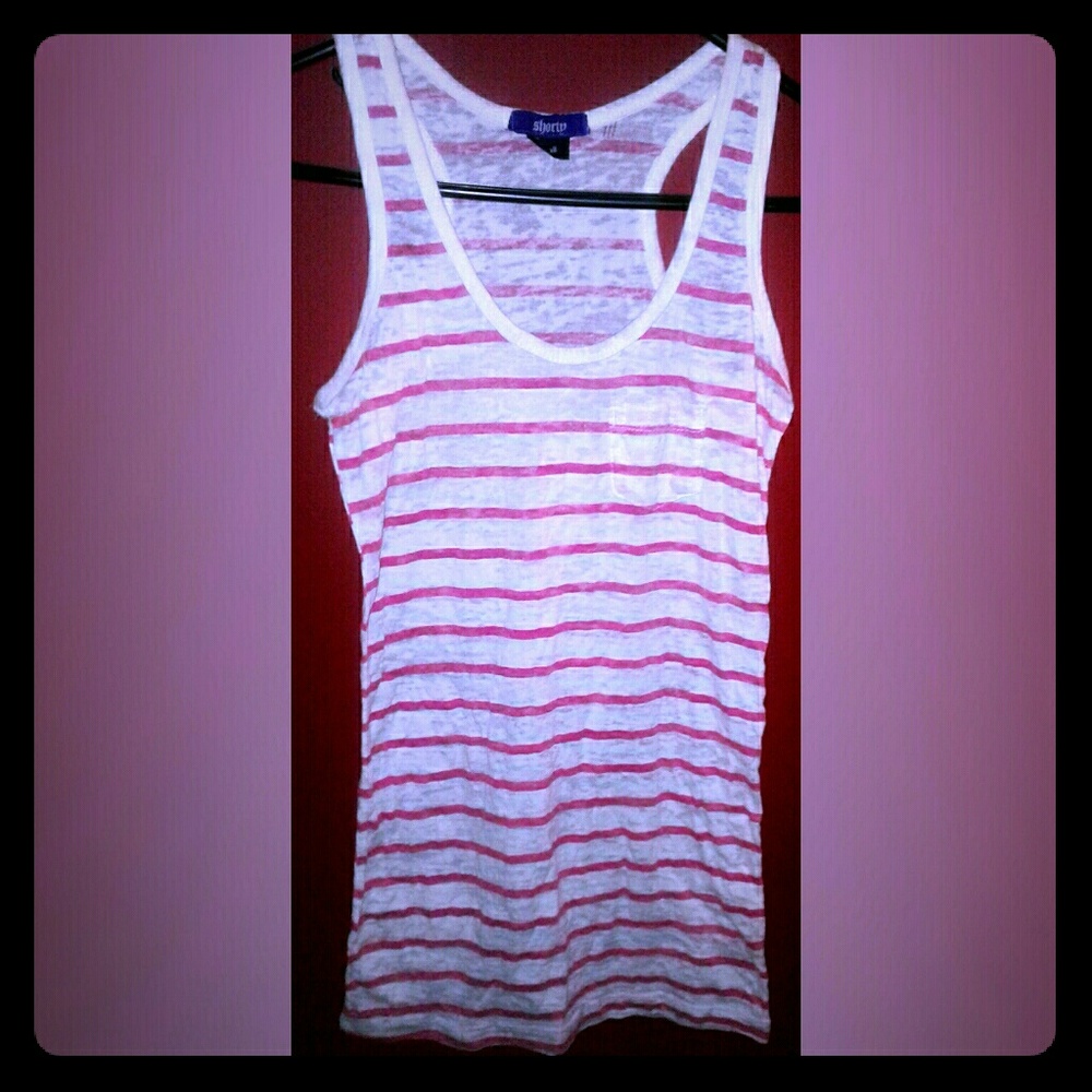 Shorty Pink & White Burnout Tank☡💘